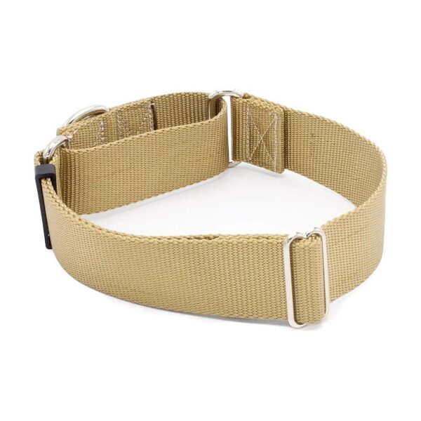 1 1/2 Inch Width Coyote Tan Nylon Martingale Dog Collar for Greyhounds