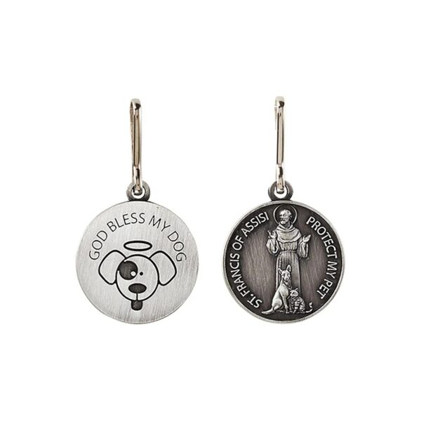 1 Inch Saint Francis Protect My Pet Medal with God Bless My Dog Clip