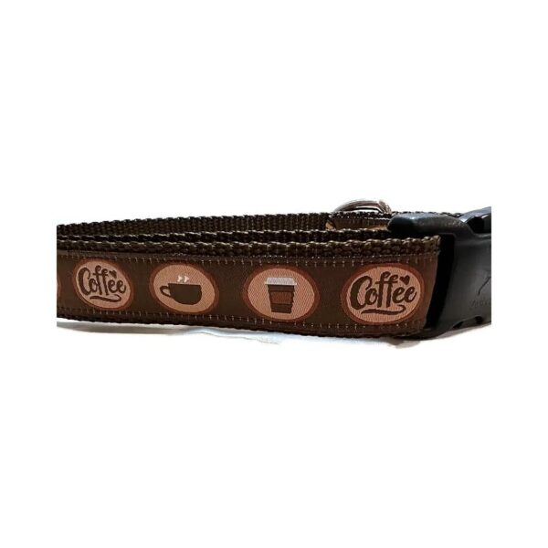 1 Inch Wide Adjustable Nylon Coffee Patterned Dog Collar