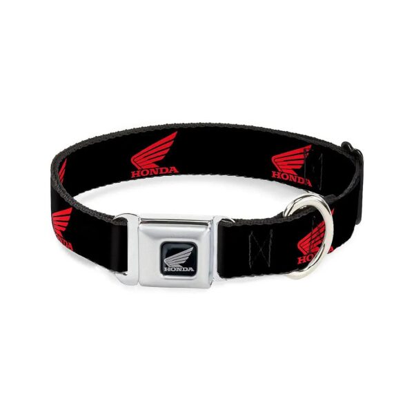 1 Wide Seatbelt Buckle Dog Collar for Large Dogs in Black Red Motorcycle Color