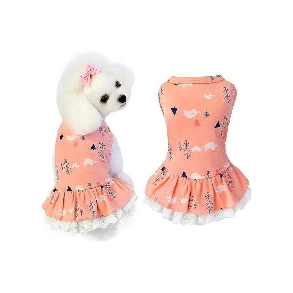 100 Cotton Dog Dress for Small Dogs and Cats, Lightweight and Comfortable, Pink, Large