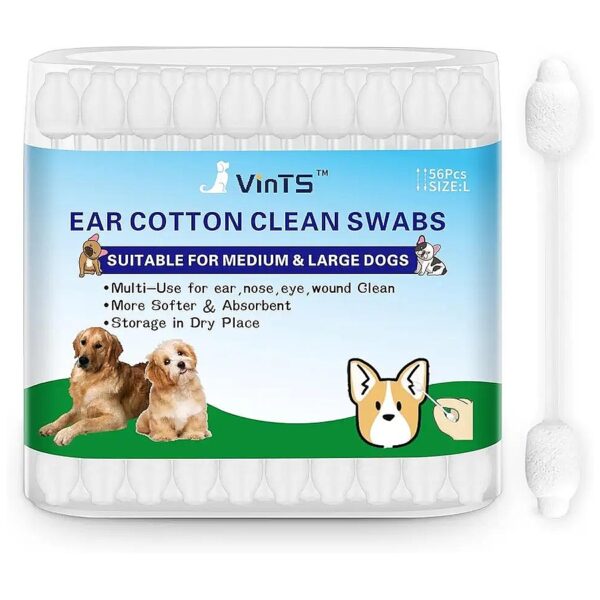 100% Cotton Pet Ear Cleaning Swabs for Dogs and Cats with Large and Small Head Sizes