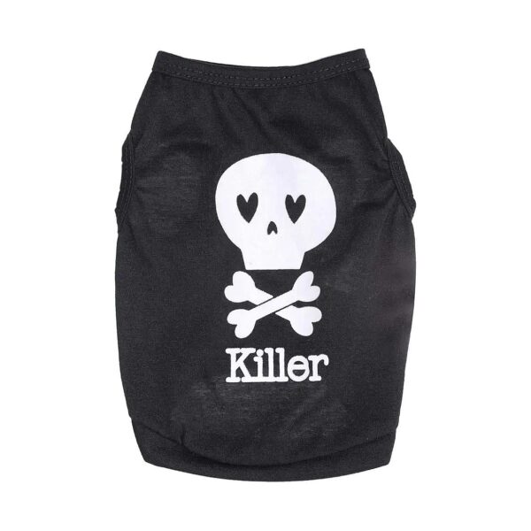 100% Cotton Pet T-Shirt Vest with White Skull Design for Minority Breed Dogs Cats