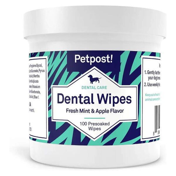 100 Count Dental Wipes for Dogs with Bad Breath Solution and Soft Cotton