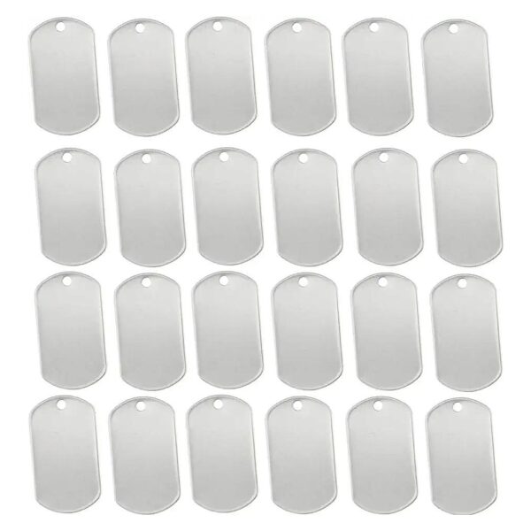 100 Count Dog Tag Set Stainless Steel Rolled Edges Blank Silver Tags