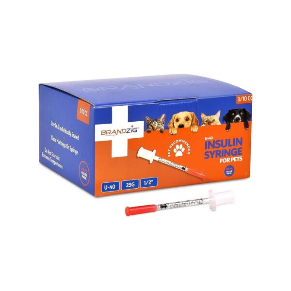 100-Pack Insulin Syringes for Pets 29G 3/10cc U-40 Size