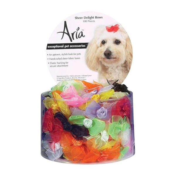 100-Piece Sheer Ribbon Bow Canister for Dogs