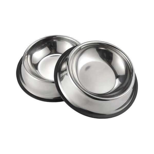 10-Inch Diameter Stainless Steel Pet Bowls with Non-Skid Base for Medium to Large Pets