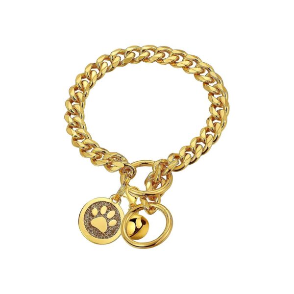 10mm Wide Heavy Duty Gold Plated Stainless Steel Slip Collar for Large Dogs