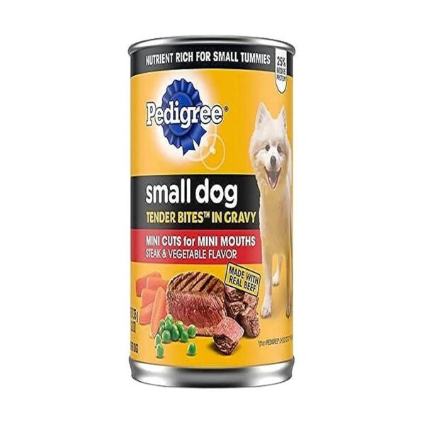 12 Cans of Small Dog Tender Bites in Gravy Steak & Vegetable Flavor