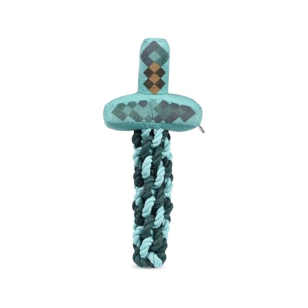 12 Inch Minecraft Rope Toy with Squeaker and Diamond Sword for Dogs