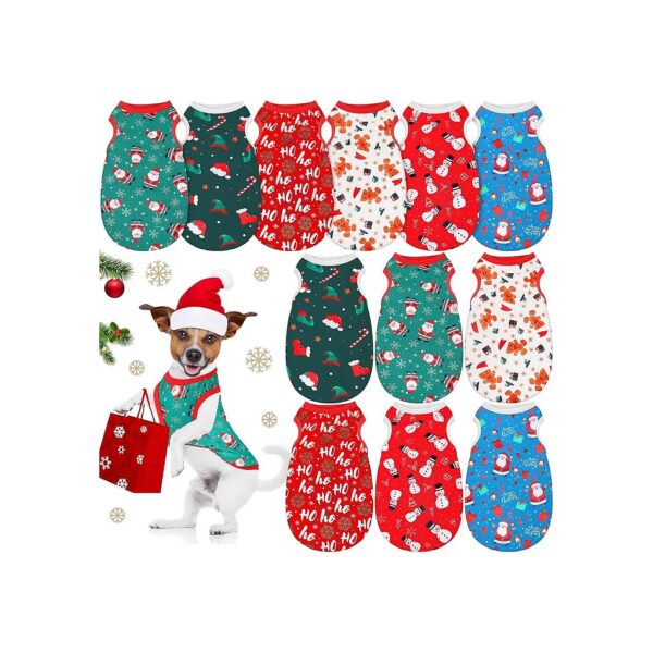 12 Pieces Christmas Dog Pants Polyester Soft Breathable Medium Size Clothing