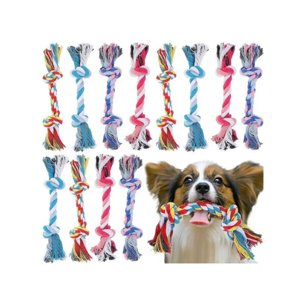 12 Pieces of Cotton Rope Dog Teething Toys for Small and Medium Dogs