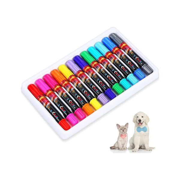 12-Color Pet Hair Chalk Painting Pens for Safe and Non-Toxic Color Changing