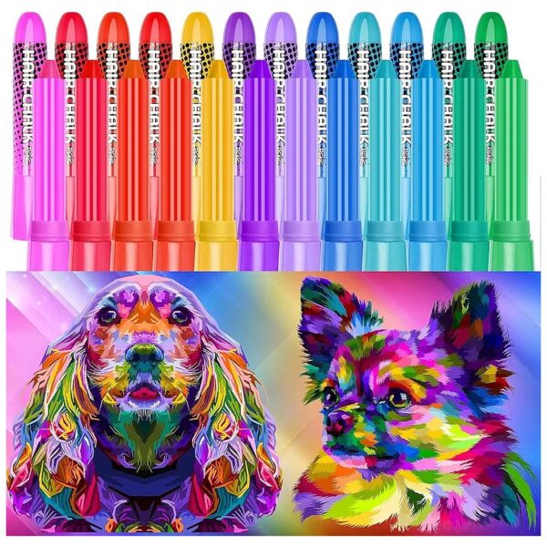 12-Color Washable Pet Hair Dye Kit for ID Marking and Painting for Small Animals