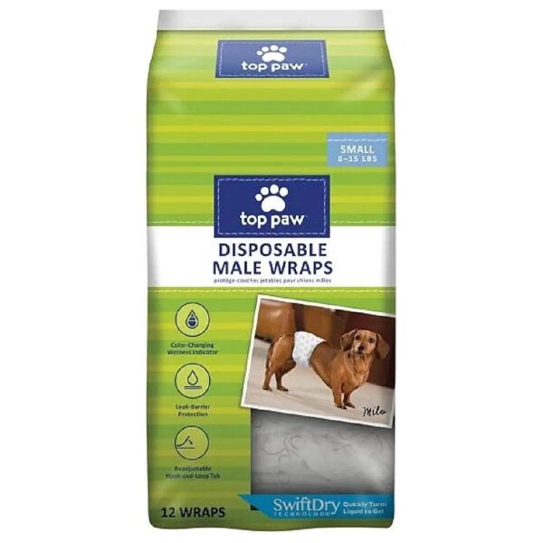 12-Piece Disposable Male Wrap Diapers for Small Breed Dogs