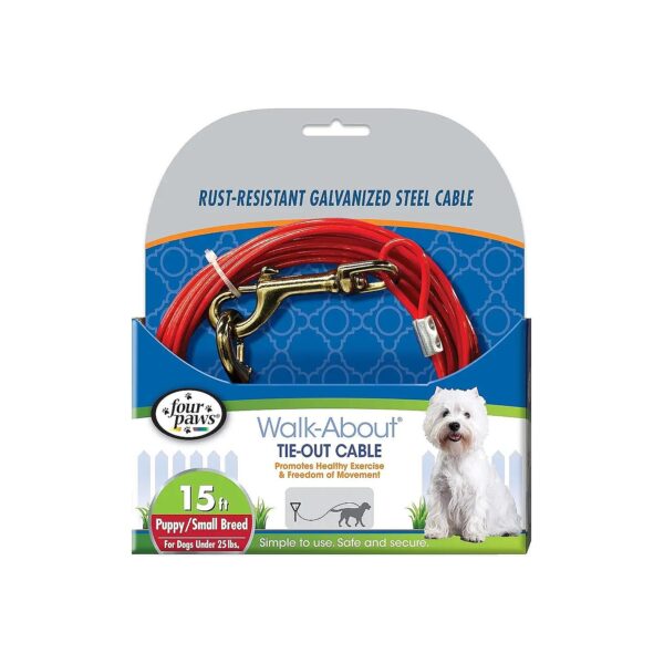 15 Foot Red Standard Vinyl Tie Out Cable for Small Dogs