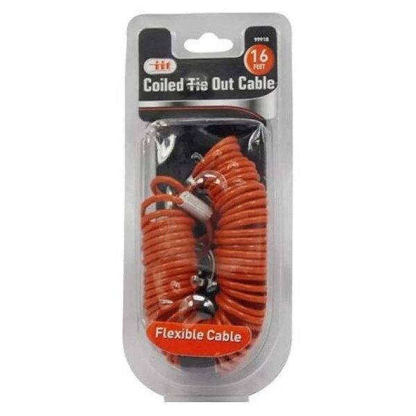 16 Foot Coiled Tie Out Cable for Small Pets and Outdoor Pet Accessories