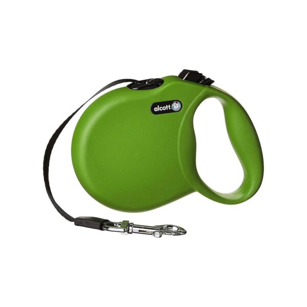 16'' Green Nylon Retractable Walking Leash with Small Dog Size and Locking Mechanism