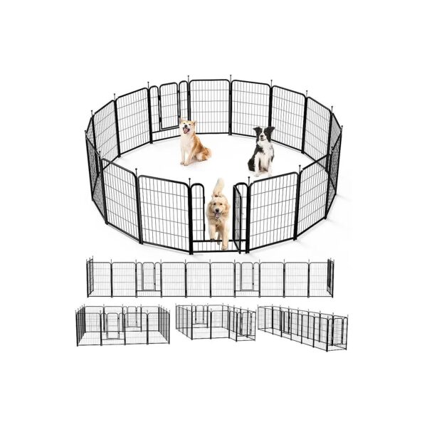 16 Panel Dog Fencing Gate Crate Cage for Pets Puppy Cat Exercise and Outdoor Activities