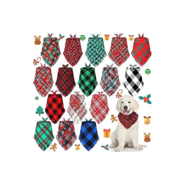 16 Pieces Soft Adjustable Pet Scarves for Winter Xmas Grooming