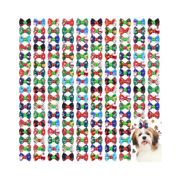 160 Pcs Christmas Dog Hair Ties with Santa Snowman Patterns for Pets