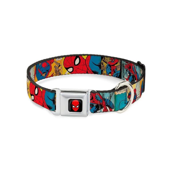 16-23'' Neck Spider-Man Comic Strip Dog Collar with Seatbelt Buckle Medium