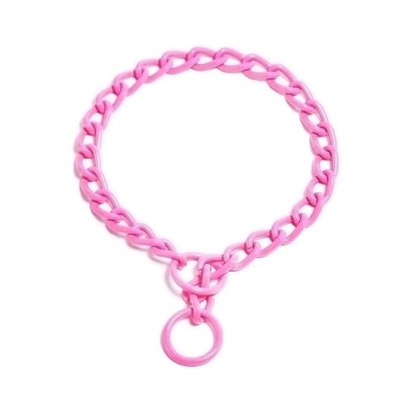 16-Inch 2-1/2mm Dog Training Chain Collar Cotton Candy Pink