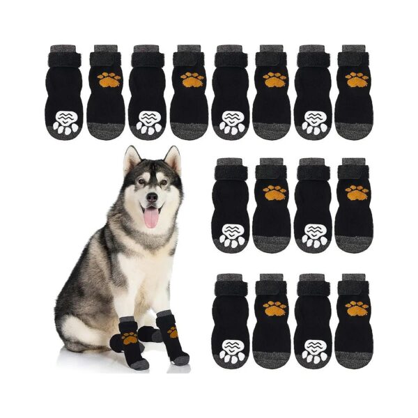 16-Piece Adjustable Knit Dog Socks with Paw Pattern Grips for Small Dogs