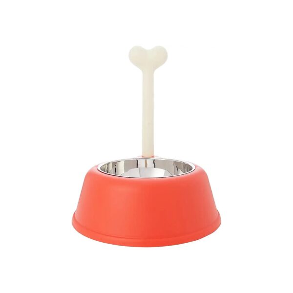 18/10 Stainless Steel Dog Bowl in Thermoplastic Resin Base with Red Orange Color