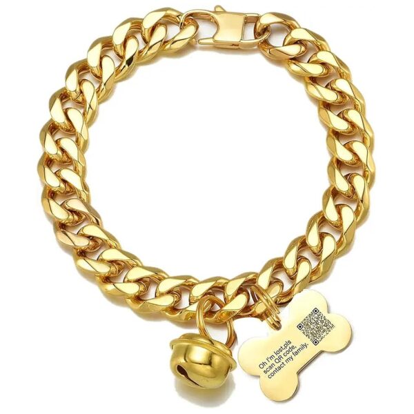 18K Gold Adjustable Stainless Steel Collar with Customizable Tag for Cats and Small Dogs