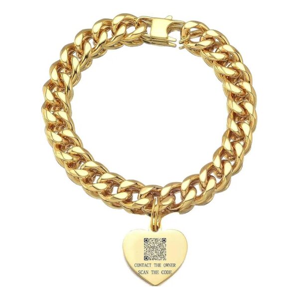 18K Gold Cuban Link Chain Choker Collar with Gold Personalized Custom Tag for Cats