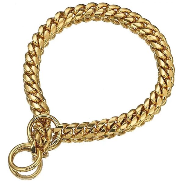 18K Gold Plated Dog Chain Collar for Large Breeds Stainless Steel