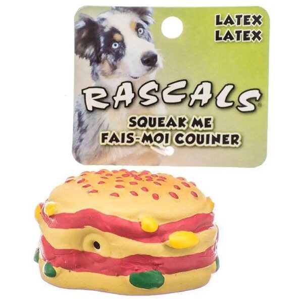 1-Unit Hamburger Latex Dog Toy for Large or Small Breeds - Portable