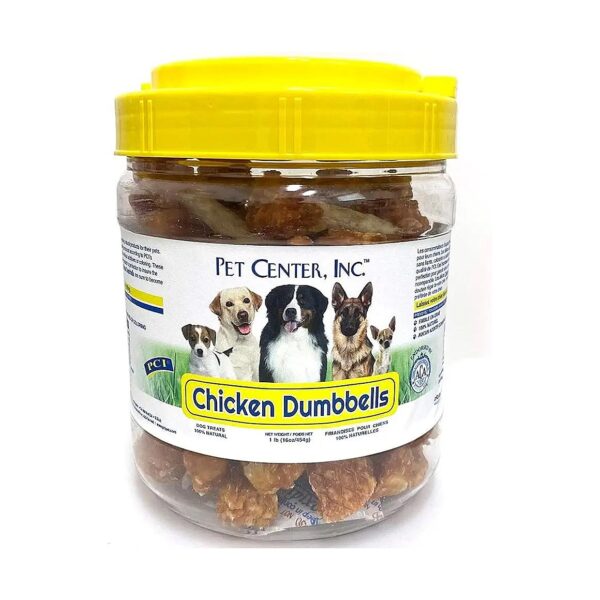 1lb Container of High-Protein Chicken Dumbbells for Adult Dog Snacking