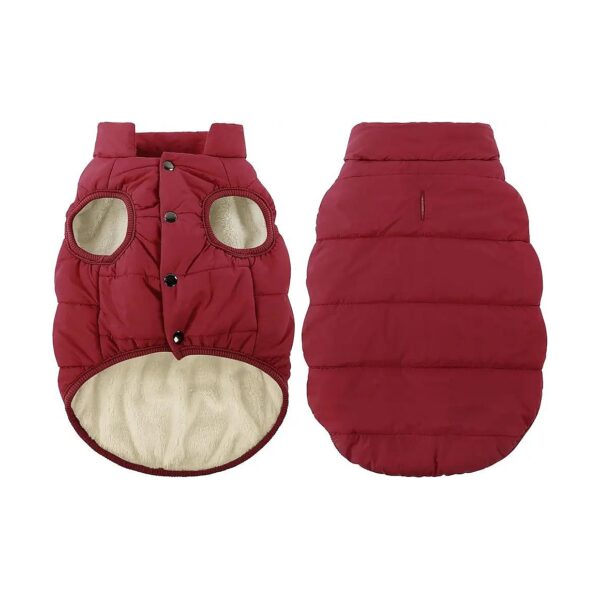 2 Layers Fleece Lined Waterproof Windproof Dog Winter Coat Red for Large Dogs Only