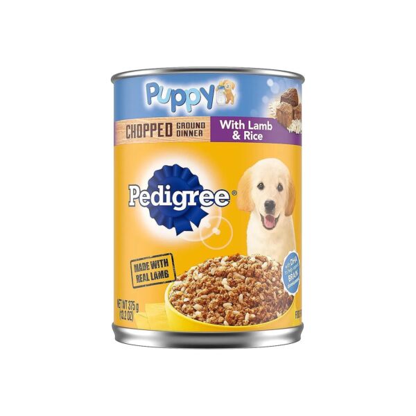 2 Oz Cans of Chopped Ground Dinner Puppy Wet Food with Lamb and Rice