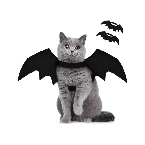 2 Pack Pet Costume Accessories Black Bat Wings for Cats Kitten Puppy Halloween