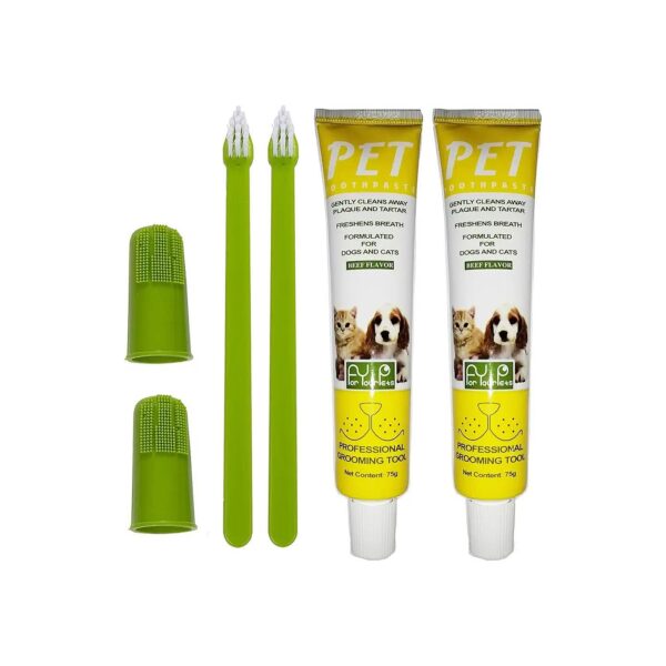 2 Pack Pet Toothbrush and Toothpaste for Small Dogs Puppy Doggy Dental Care