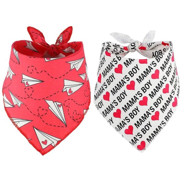 2 Pack Red and White Valentine's Day Dog Neck Scarf for Small Medium Large Dogs Cats