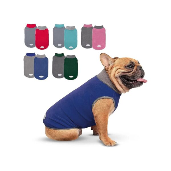 2 Pack Stretchy Dog Fleece Sweaters with Adjustable Elastic Belly Band for Small Dogs