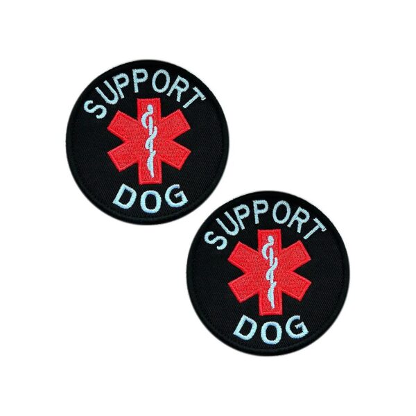 2 Pc Embroidered Emt Support Dog Fastener Hook Loop Dog Patch for Pets