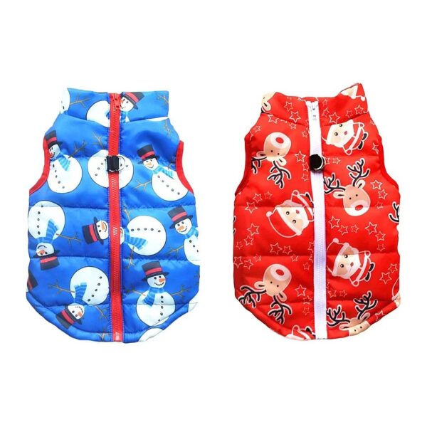 2 Pcs Breathable Snowman and Santa Claus Pet Coats for Small Medium Dogs and Cats