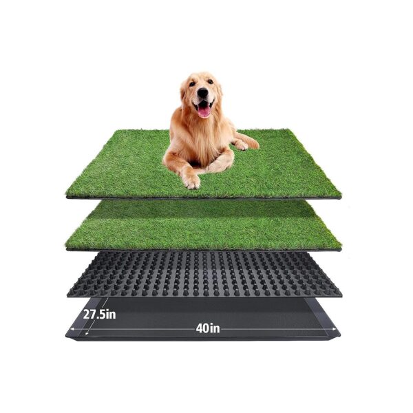 2 Pcs Large Dog Grass Pad Set with Tray and Drainage Grate