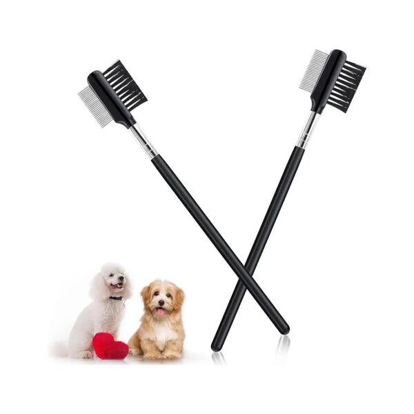 2 Pcs Metal Dog Eye Comb for Pet Grooming, Crust and Mucus Removal, Comb for Small Dogs