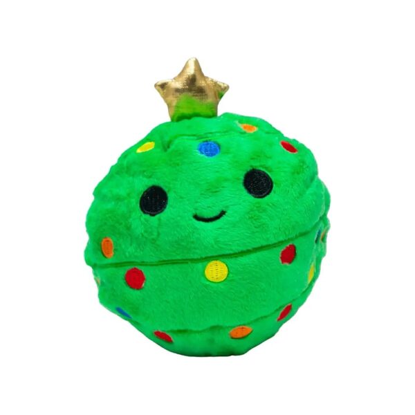 2 in 1 Christmas Dog Toy with Soft Fabric and Rubber Exterior