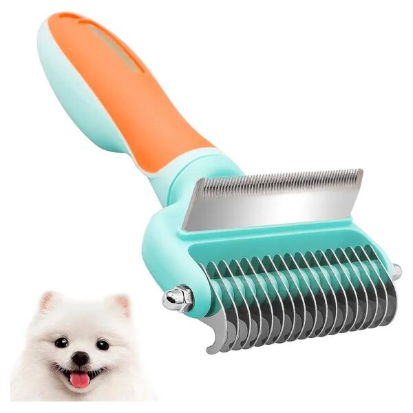 2 in 1 Dog and Cat Grooming Tool with Dematting Comb and Deshedding Brush for Pet Health