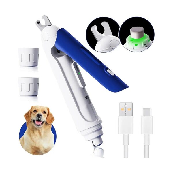 2 in 1 Dog/Cat Nail Trimmer with Intelligent Switch and 3 Grinding Ports