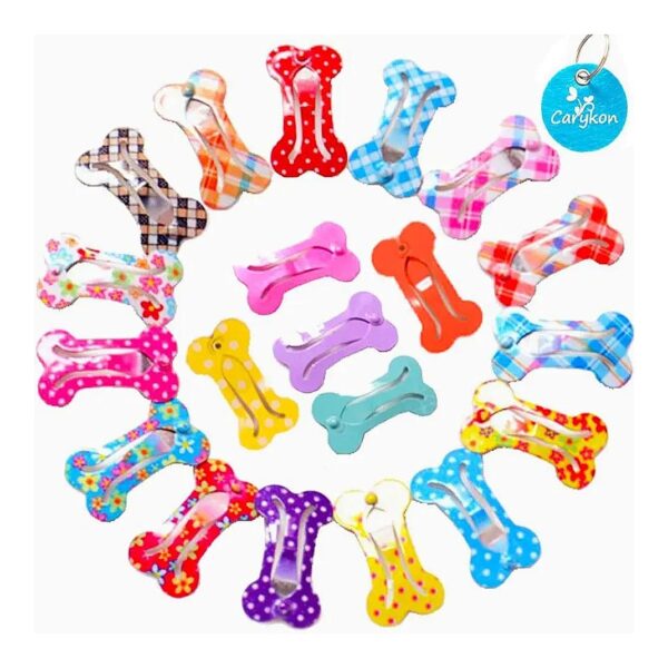 20 Piece Set of Metal Mini Pet Hair Clips for All Hair Types and Styles