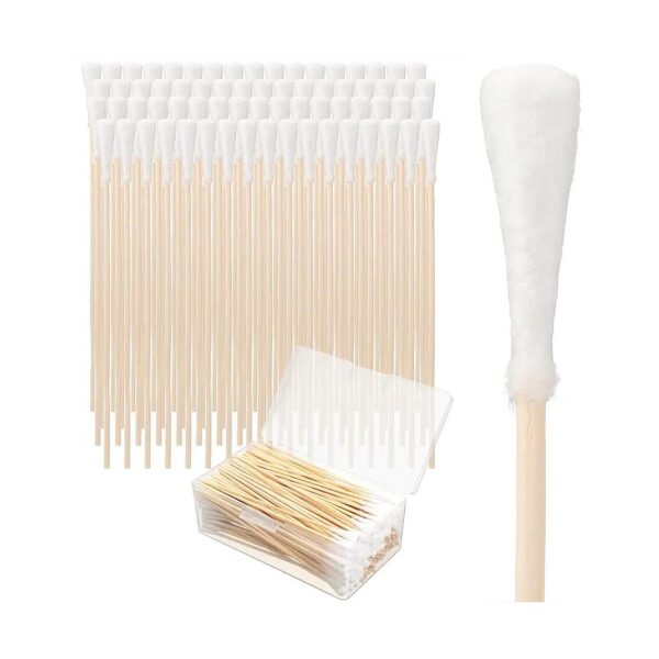 200 Pieces Long Ear Cotton Swabs with Wooden Handle for Pet Care